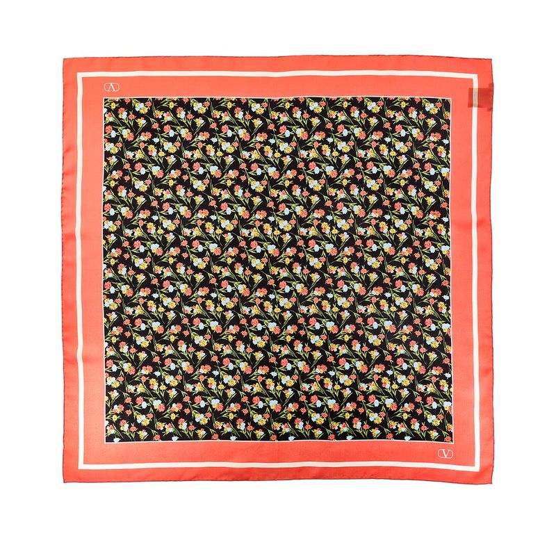 Valentino Floral Printed Silk Scarf Pink